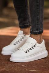 Marsetti Herren Weiße Freizeitschuhe mit Dicker Sohle und Schnürung