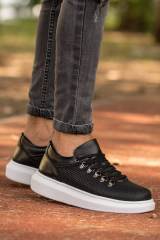 Marsetti Herren Schwarz Casual Dicke Sohle Schnür Schuhe 1
