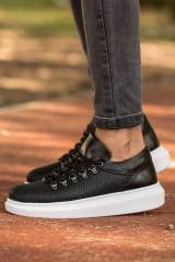 Marsetti Herren Schwarz Casual Dicke Sohle Schnür Schuhe 2