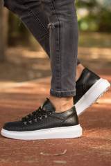 Marsetti Herren Schwarz Casual Dicke Sohle Schnür Schuhe 3