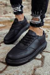 Marsetti Herren Schwarz Dicke Sohle Casual Schnür Sportschuhe 2