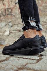 Marsetti Herren Schwarz Dicke Sohle Casual Schnür Sportschuhe 3