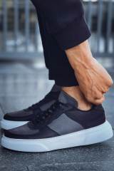 Marsetti Herren Schwarz Anthrazit Casual Dicke Sohle Sportschuhe 3