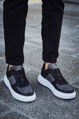 Marsetti Herren Schwarz Anthrazit Casual Dicke Sohle Sportschuhe 4