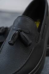 Marsetti Erkek Siyah Bağcıksız Günlük Kalın Tabanlı Ortopedik Loafer Ayakkabı 5