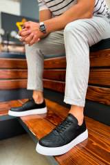 Marsetti Herren Schwarz Casual Schnür Dicke Sohle Orthopädisch Schuhe 1
