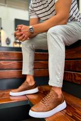 Marsetti Herren Braun Casual Dicke Sohle Orthopädische Schnürschuhe