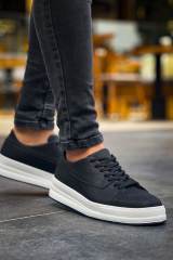Marsetti Herren Schwarz Casual Dicke Sohle Orthopädisch Schnürschuhe 2