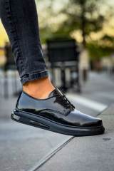 Marsetti Herren Schwarz Lackleder Dicke Sohle Freizeitschuhe 1