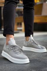 Marsetti Herren Grau Textil Casual Dicke Sohle Schnür Schuhe 2