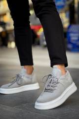 Marsetti Herren Grau Textil Casual Dicke Sohle Schnür Schuhe 3