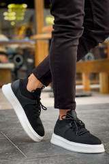 Marsetti Herren Schwarz Casual Dicke Sohle Schnür Sportschuhe 3