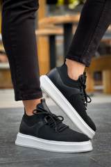 Marsetti Herren Schwarz Casual Dicke Sohle Schnür Sportschuhe 4