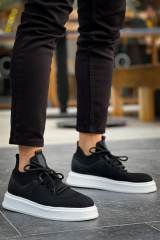 Marsetti Herren Schwarz Casual Dicke Sohle Schnür Sportschuhe 5