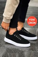 Marsetti Erkek Siyah Nubuk Günlük Kalın Tabanlı Bağcıklı Ayakkabı