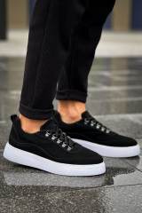 Marsetti Herren Schwarz Nubuk Casual Dicksohle Schnür Schuhe 2