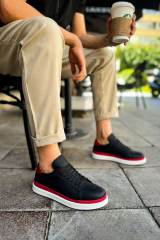 Marsetti Herren Schwarz Rot Casual Dicke Sohle Orthopädische Sportschuhe 4