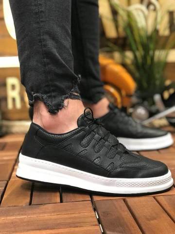 Marsetti Herren Schwarz Casual Dicke Sohle Orthopädische Schnürschuhe