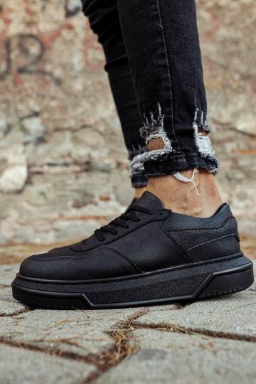 Marsetti Herren Schwarz Dicke Sohle Casual Schnür Sportschuhe