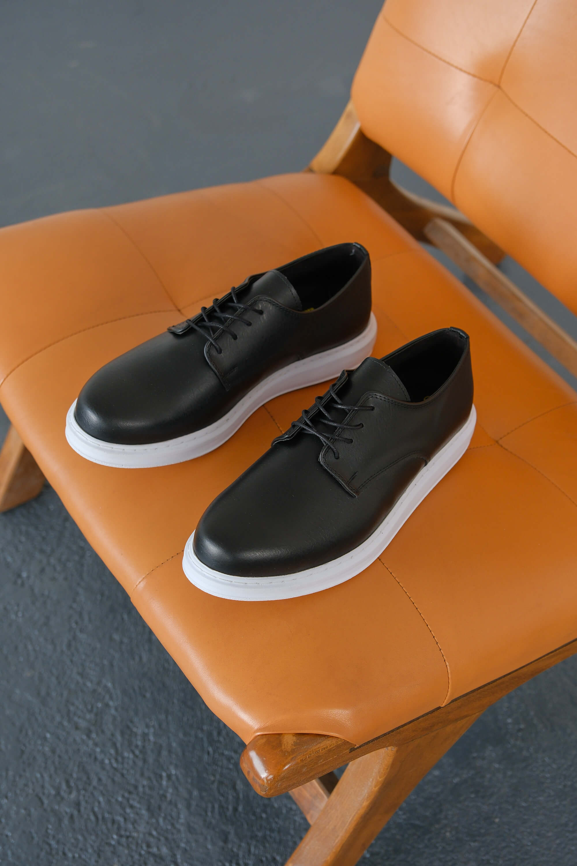 Marsetti Herren Schwarz Casual Dicke Sohle Orthopädische Schnürschuhe