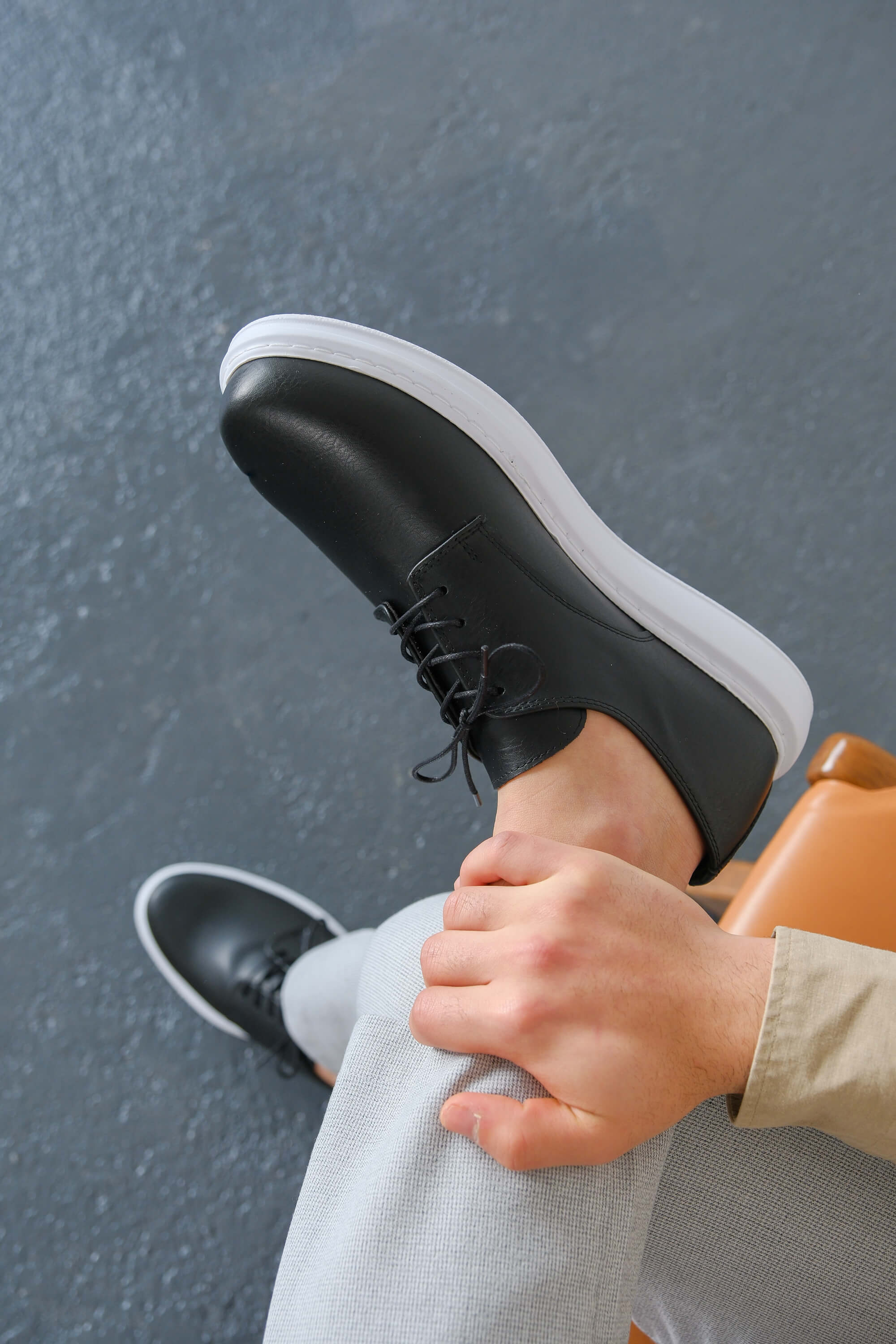 Marsetti Herren Schwarz Casual Dicke Sohle Orthopädische Schnürschuhe