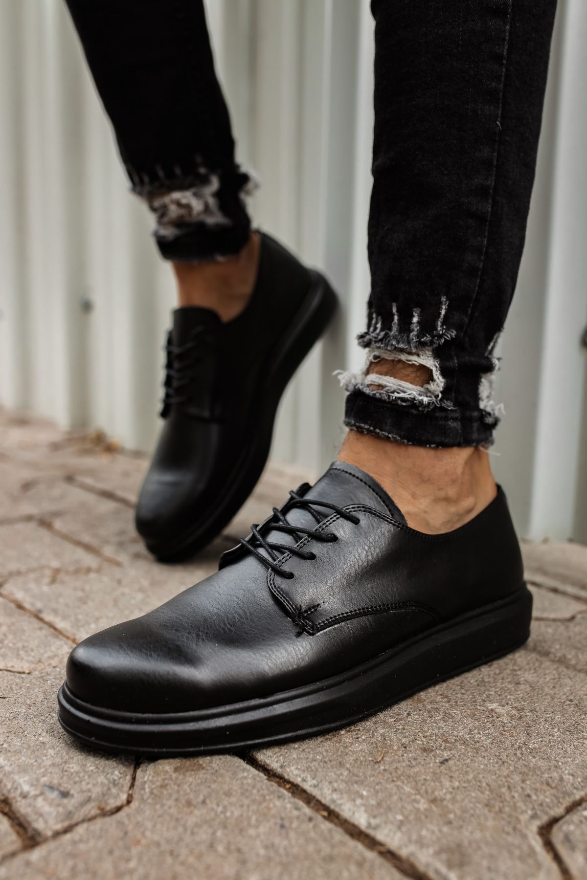 Marsetti Herren Schwarze Dicke Sohle Casual Schnürschuhe