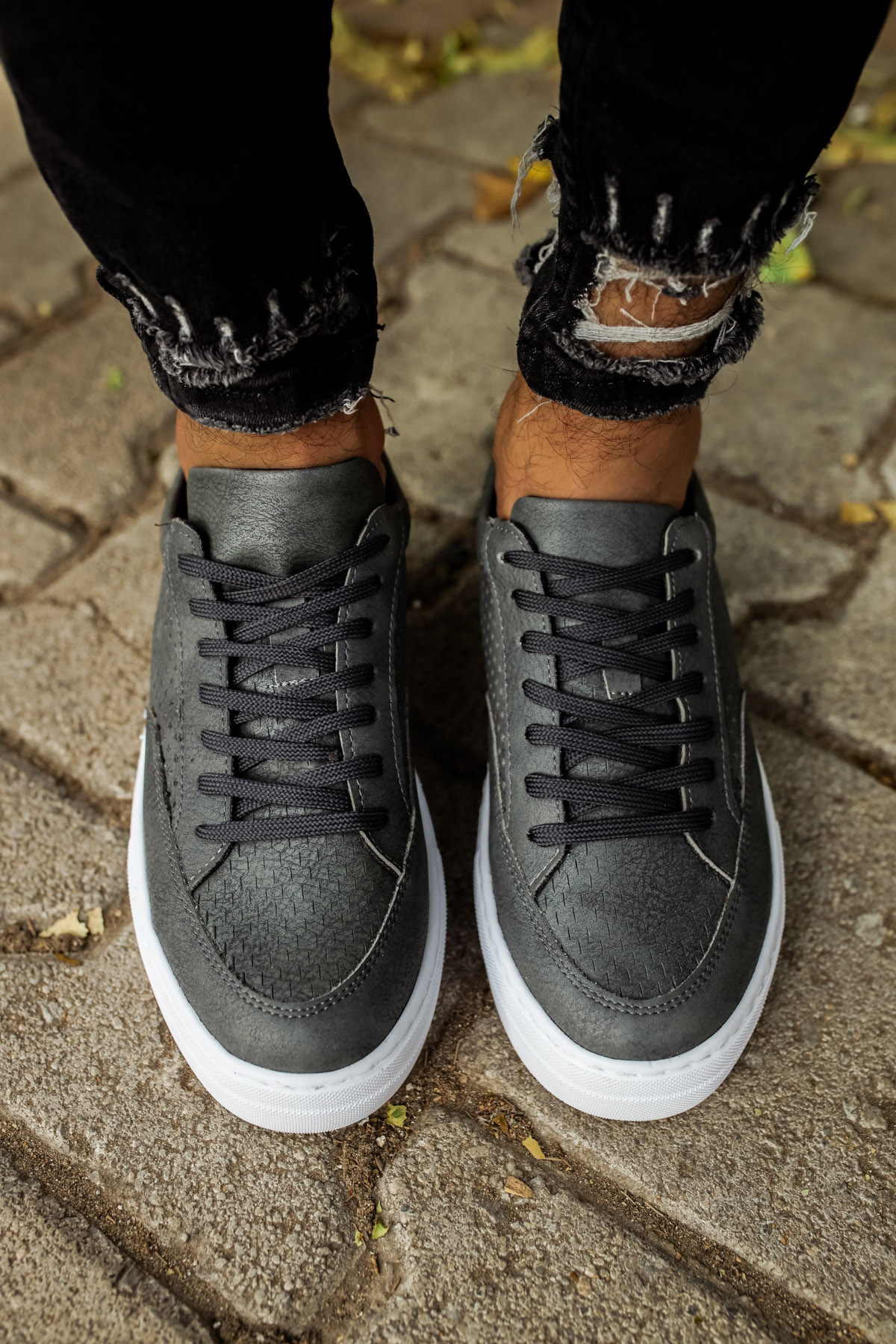 Marsetti Herren Anthrazit Casual Dicke Sohle Orthopädisch Schnürschuhe