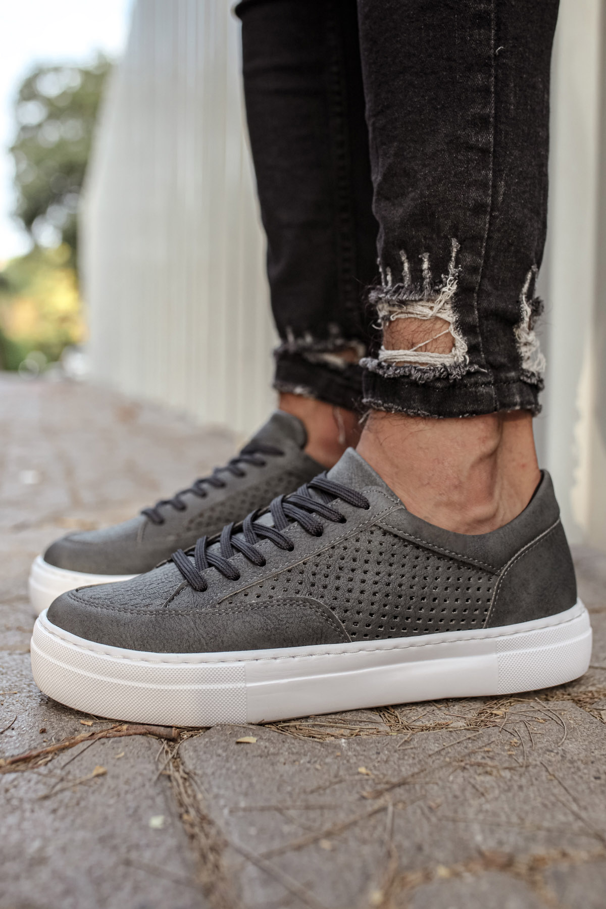 Marsetti Herren Anthrazit Casual Dicke Sohle Orthopädisch Schnürschuhe