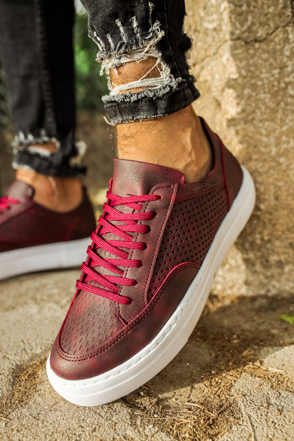 Marsetti Herren Bordeaux Freizeit Dicke Sohle Orthopädische Schnürschuhe