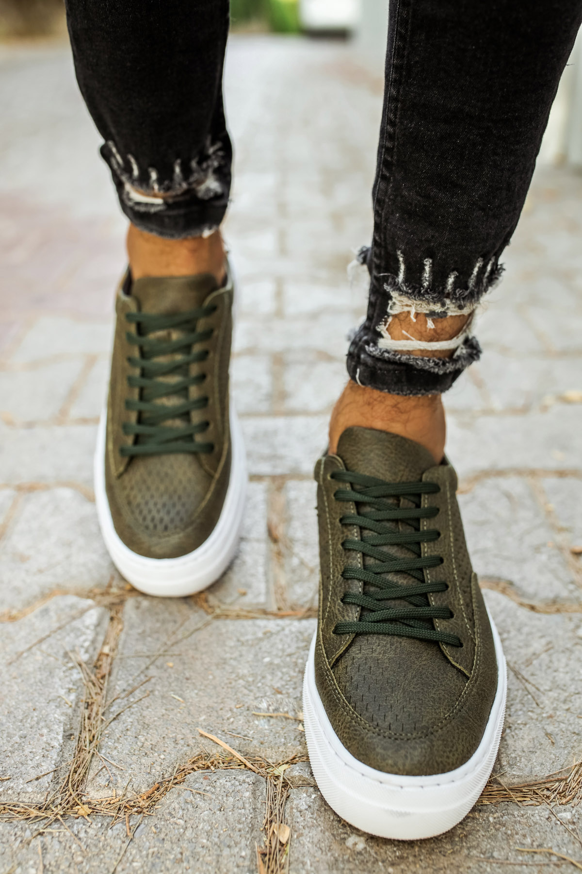 Marsetti Herren Khaki Freizeit Dicke Sohle Orthopädisch Schnürschuhe