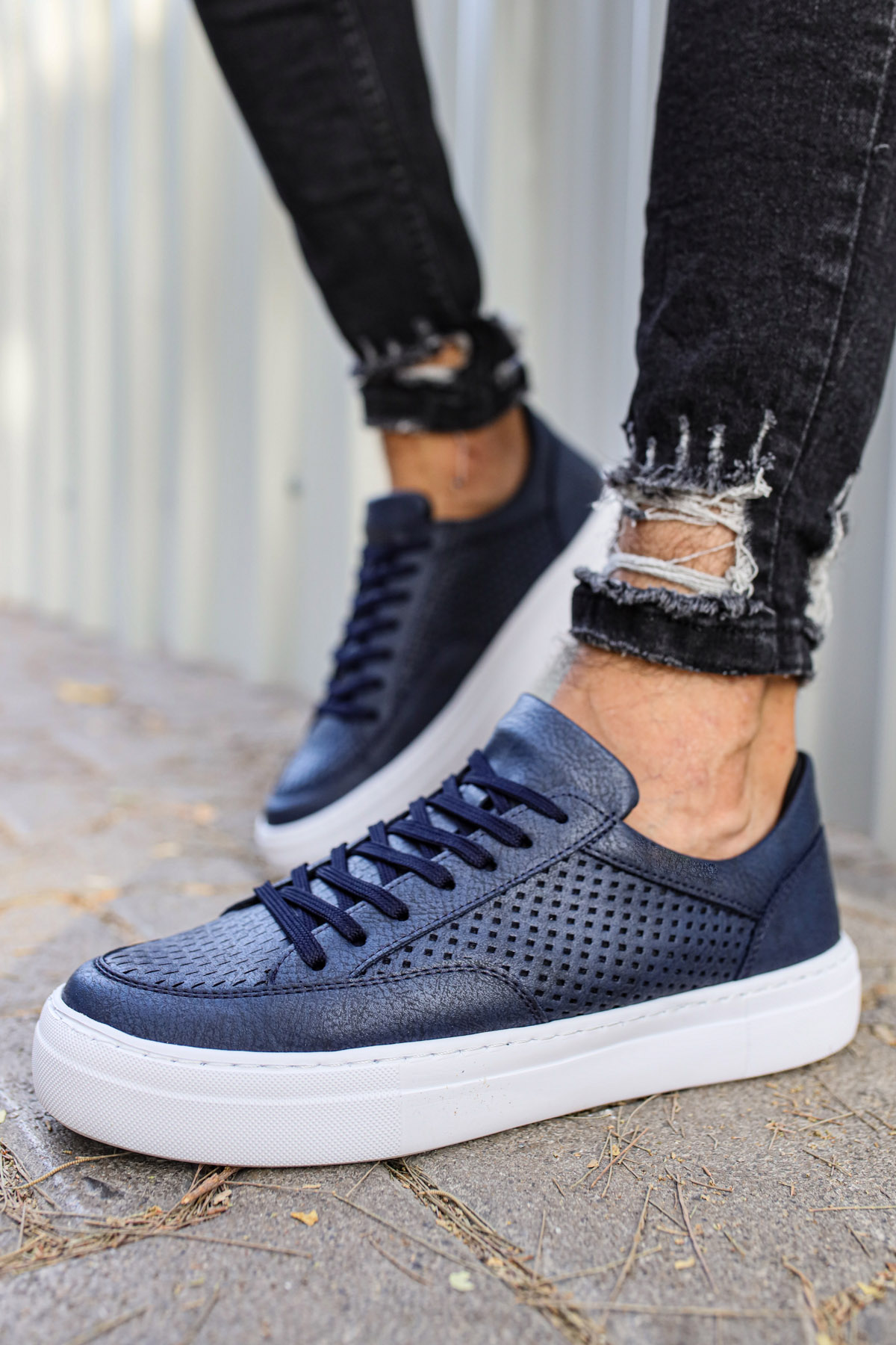 Marsetti Herren Dunkelblau Casual Dicke Sohle Orthopädisch Schnürschuhe