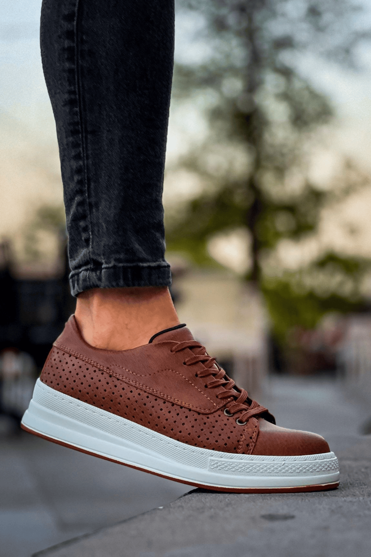 Marsetti Herren Braun Casual Dicke Sohle Orthopädische Schnürschuhe
