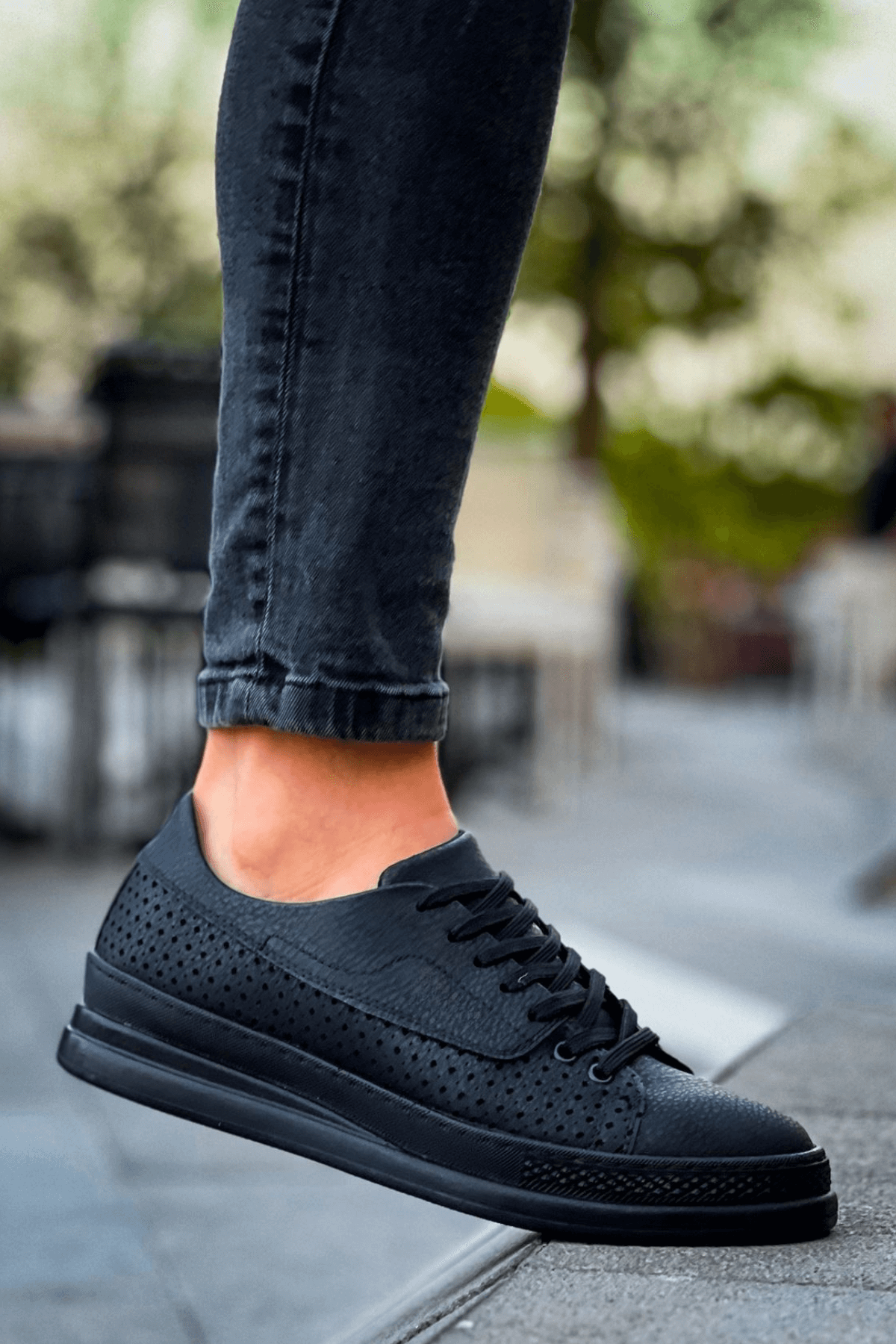 Marsetti Herren Schwarz Casual Dicke Sohle Orthopädisch Schnür Schuhe