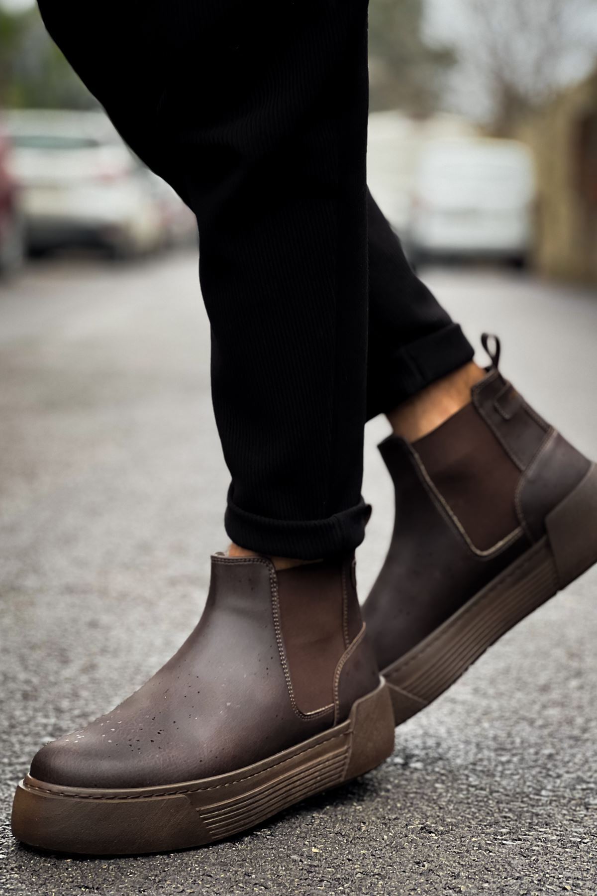 Marsetti Herren Braun Elastische Dicke Sohle Orthopädische Stiefel