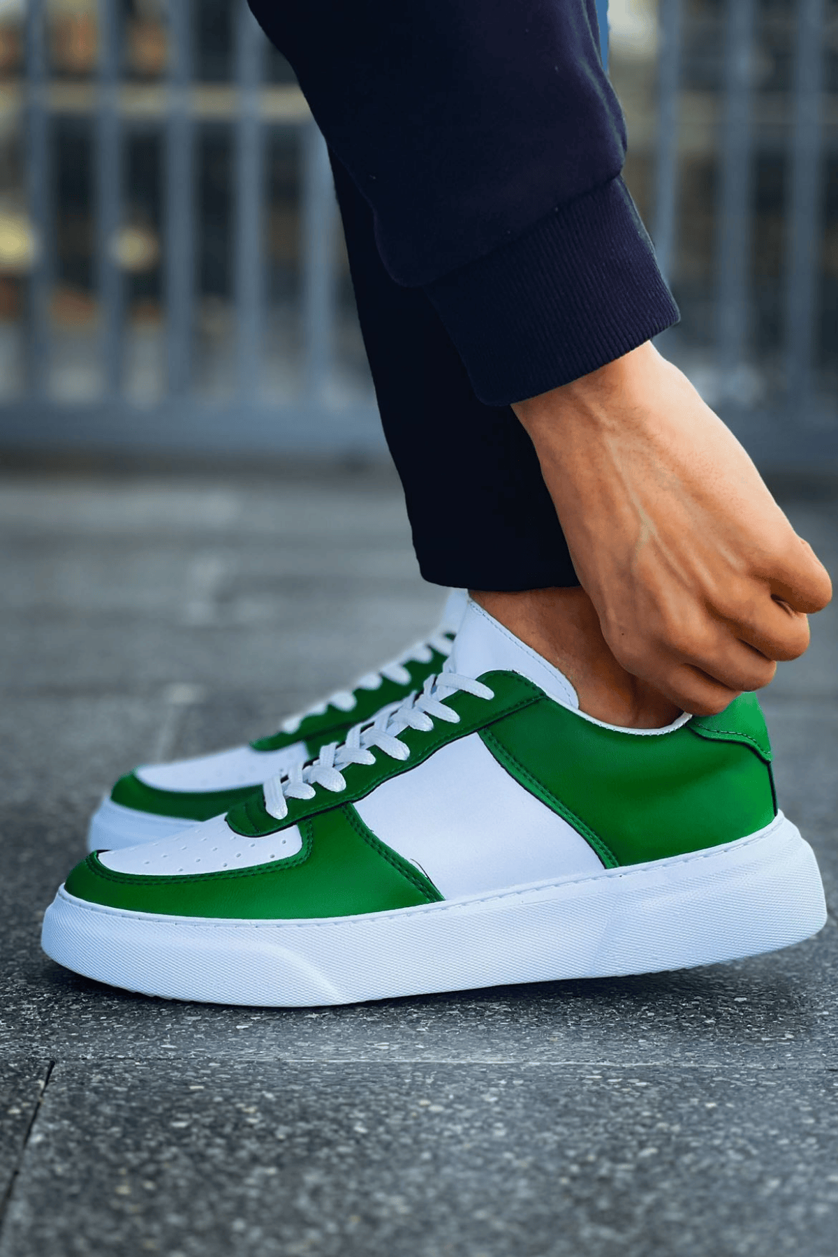 Marsetti Herren Weiß Grün Casual Chunky Sole Sneaker