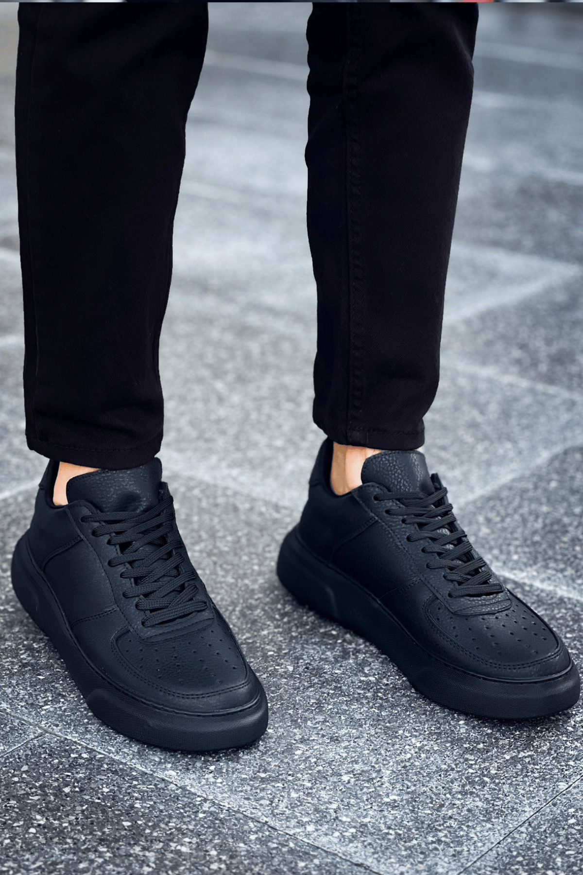 Marsetti Herren Schwarze Dicke Sohle Casual Schnür Orthopädische Schuhe