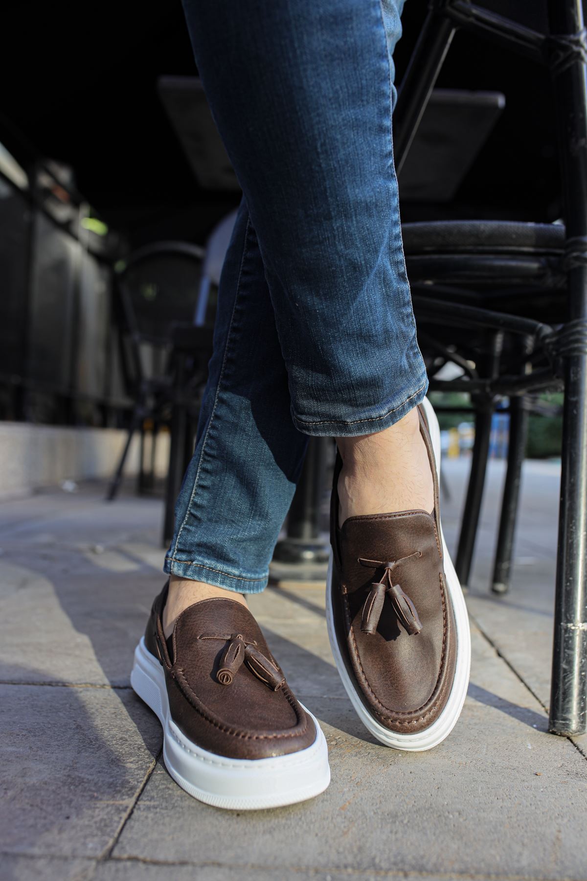 Marsetti Herren Braun Casual Dicke Sohle Orthopädische Slip-On Schuhe