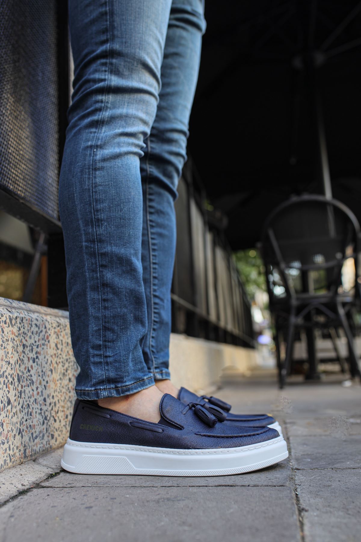 Marsetti Herren Navy Slip-On Casual Dicke Sohle Orthopädische Schuhe