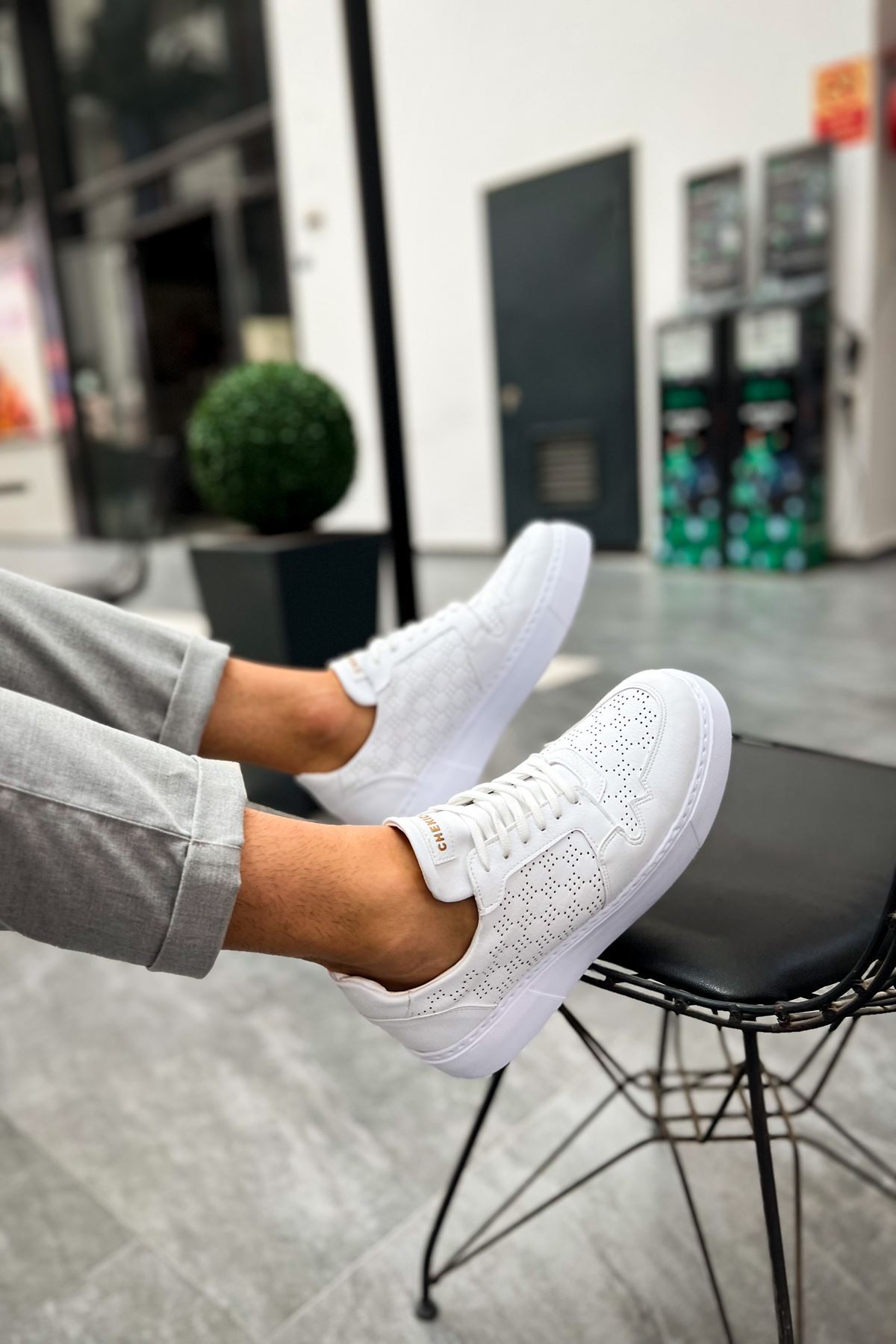 Marsetti Herren Weiß Casual Schnür Dicksohle Orthopädische Schuhe