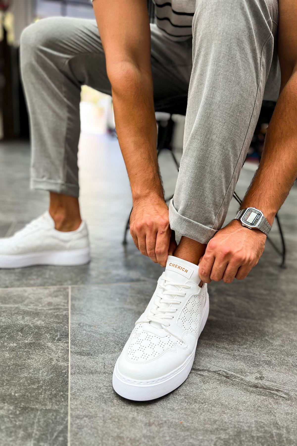 Marsetti Herren Weiß Casual Schnür Dicksohle Orthopädische Schuhe