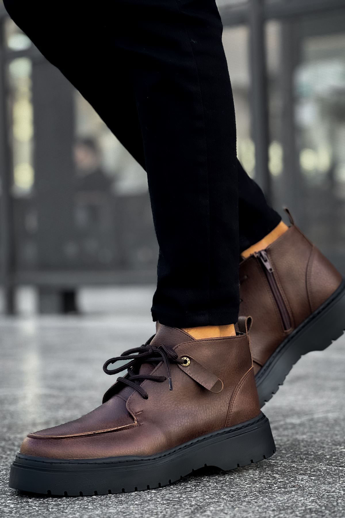 Marsetti Herren Braune Schnür Dicke Sohle Stiefel Schuhe