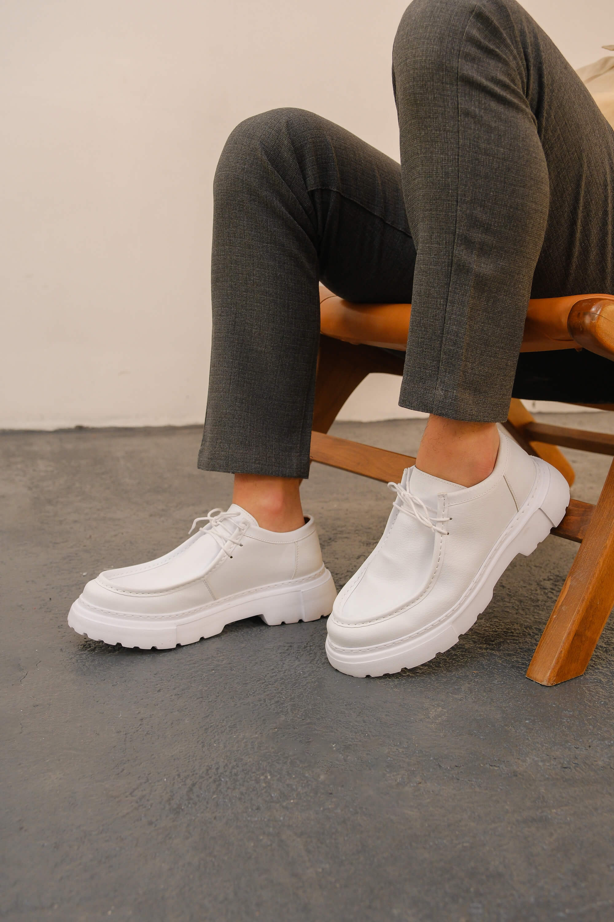 Marsetti Herren Weiß Casual Schnür Dicke Sohle Orthopädische Schuhe