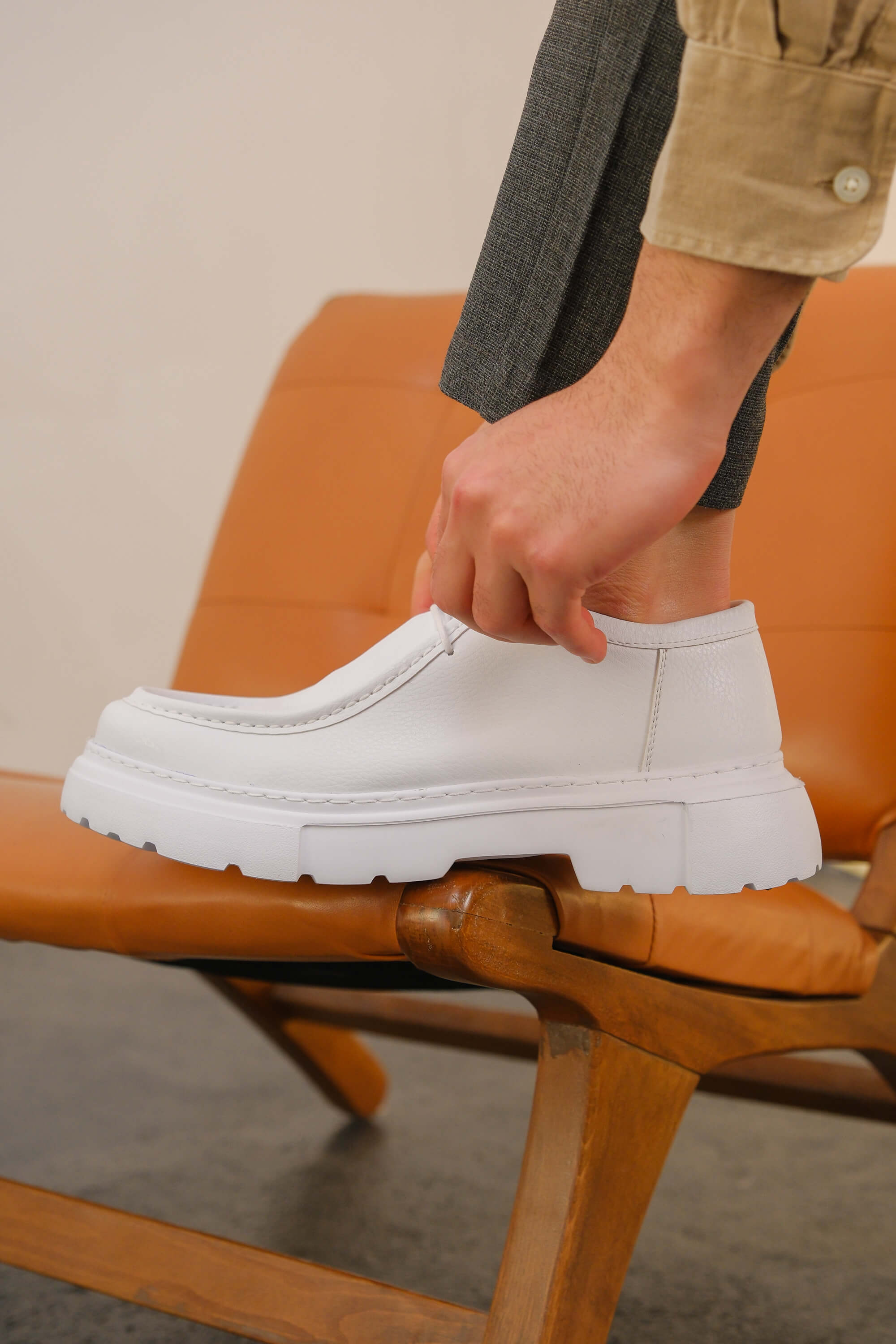 Marsetti Herren Weiß Casual Schnür Dicke Sohle Orthopädische Schuhe