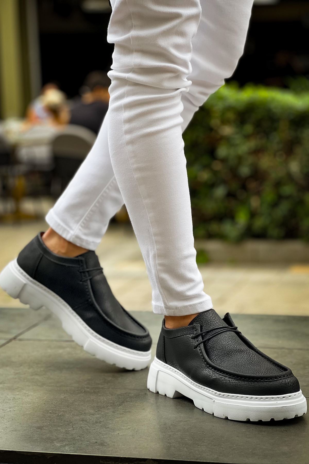 Marsetti Herren Schwarz Casual Chunky Sole Schnür Schuhe