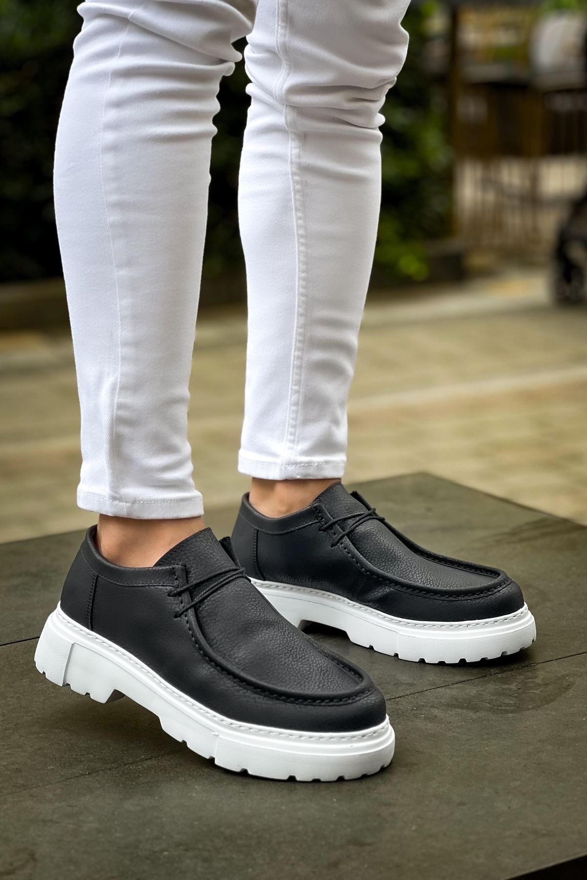 Marsetti Herren Schwarz Casual Chunky Sole Schnür Schuhe