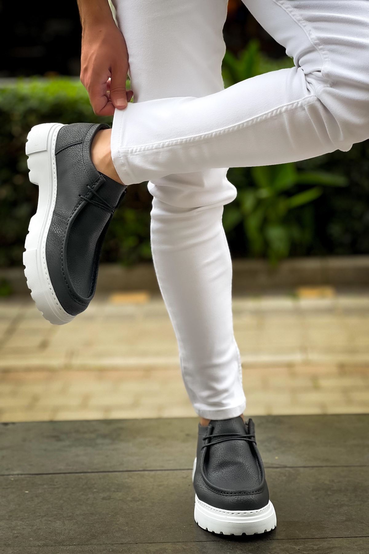Marsetti Herren Schwarz Casual Chunky Sole Schnür Schuhe