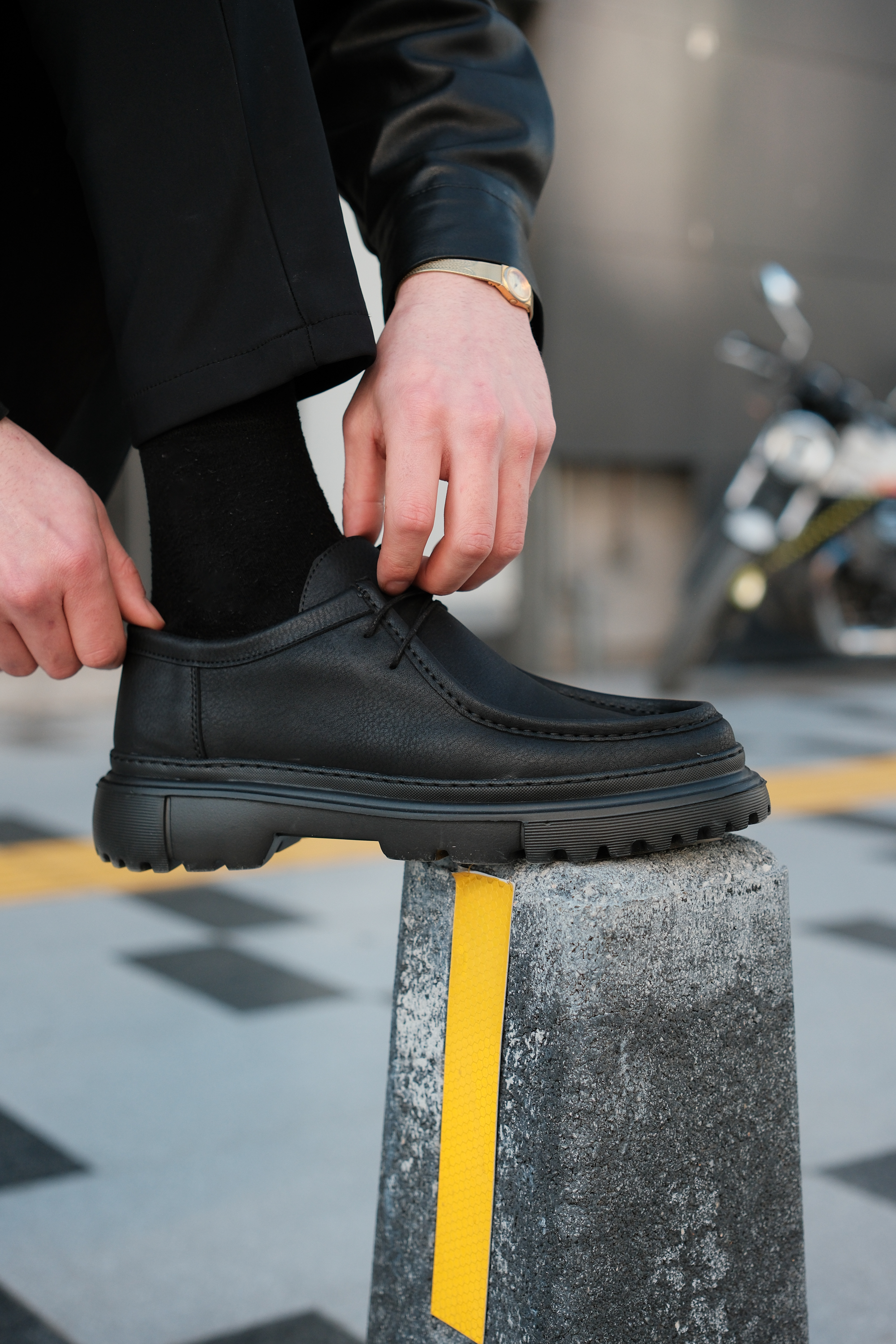 Marsetti Herren Schwarz Casual Dicke Sohle Schnür Orthopädische Schuhe