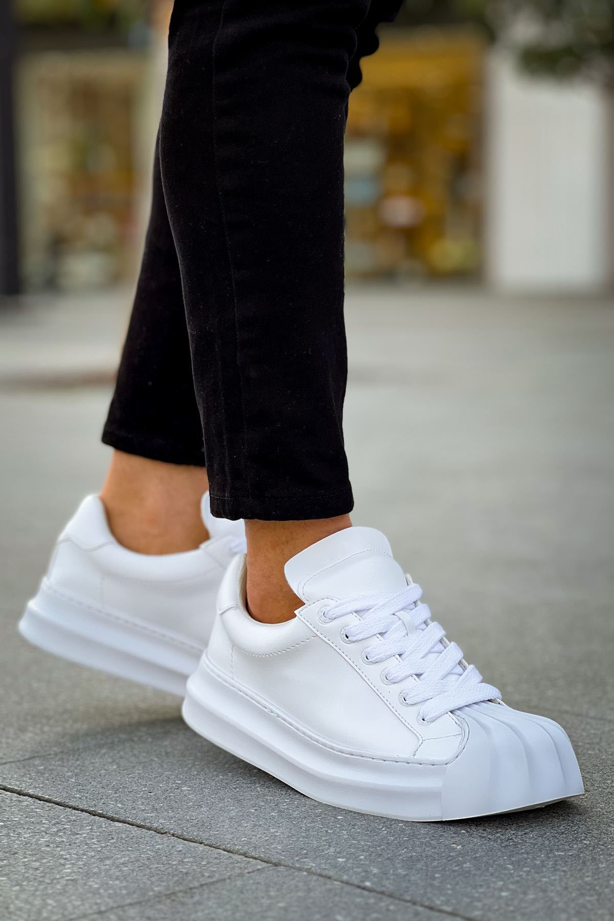 Marsetti Herren Weiß Casual Dicke Sohle Orthopädische Schnür Schuhe