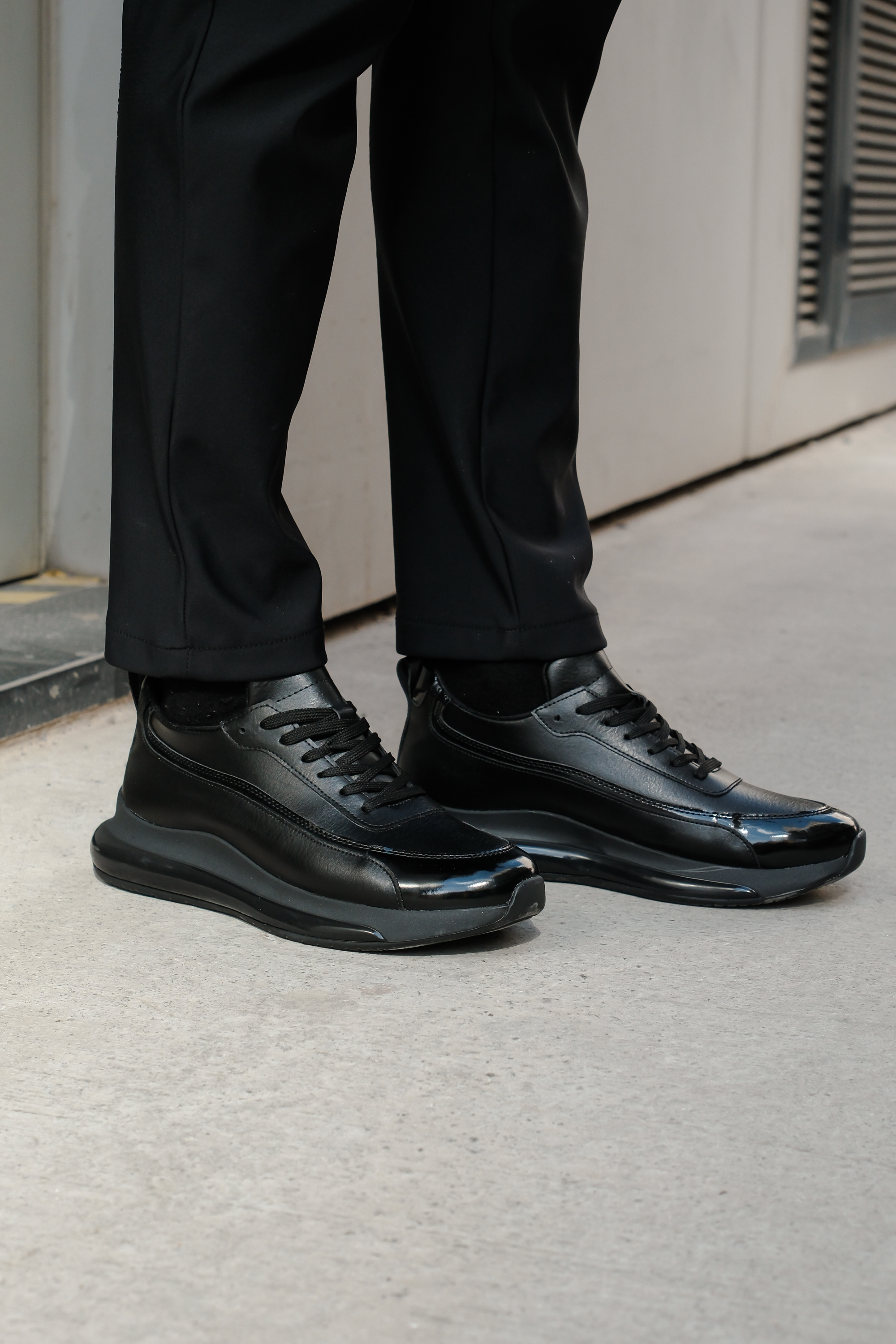 Marsetti Herren Schwarze Schnür Freizeit Dicksohle Orthopädische Schuhe