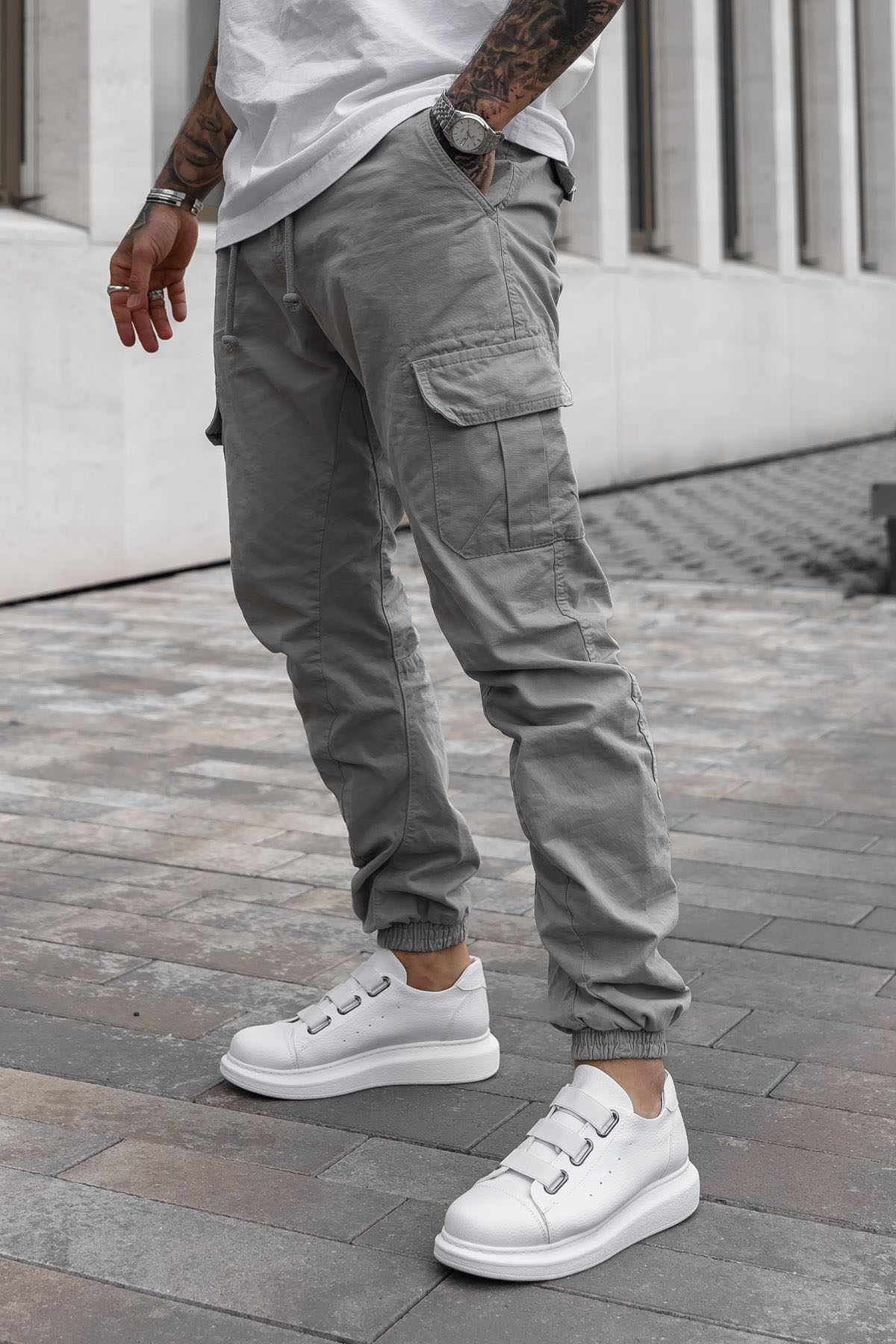 Marsetti Herren Weiß Elastisch Dicke Sohle Freizeitschuhe